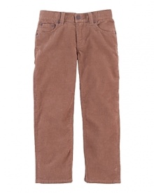 A slim-fitting corduroy pant is perfect for a back-to-school modern look. A slim-fitting corduroy pant is perfect for a back-to-school modern look.