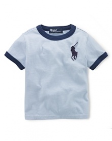 A classic tee is updated with a signature embroidered Big Pony. A classic tee is updated with a signature embroidered Big Pony.