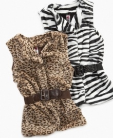 Wrap up with a cuddly, cute look. She'll love adding this faux-fur vest from Beautees to her cold-weather wardrobe. Wrap up with a cuddly, cute look. She'll love adding this faux-fur vest from Beautees to her cold-weather wardrobe.