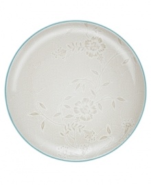 A fresh twist on a Noritake favorite, the Colorwave Turquoise Bloom platter offers the same sleek style and durability as the original dinnerware pattern but with a pretty floral print. A fresh twist on a Noritake favorite, the Colorwave Turquoise Bloom platter offers the same sleek style and durability as the original dinnerware pattern but with a pretty floral print.