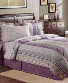 Prints charming. A mix of patterns in purple hues create a comforting oasis in the Norwood bedding ensemble. Arrives complete with coordinating sheeting featuring an allover wildflower print. (Clearance)