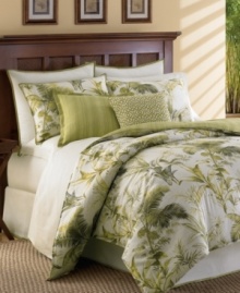 Like beautiful latticework containing exotic flora, this decorative pillow features a stunning geometric design in vibrant kiwi over an ivory canvas. Coordinate this accent with the Island Botanical comforter set from Tommy Bahama to create your own bedroom retreat. Like beautiful latticework containing exotic flora, this decorative pillow features a stunning geometric design in vibrant kiwi over an ivory canvas. Coordinate this accent with the Island Botanical comforter set from Tommy Bahama to create your own bedroom retreat.