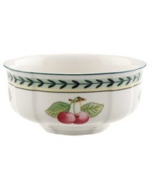 French Garden accessory pieces complement-and complete-the mix-and-match dinnerware and dishes from Villeroy & Boch. In Fleurence, with a pale yellow center and summer fruits around the rim. French Garden accessory pieces complement-and complete-the mix-and-match dinnerware and dishes from Villeroy & Boch. In Fleurence, with a pale yellow center and summer fruits around the rim.
