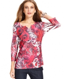 A bright print and studded embellishments make this Style&co. petite top a must-have for the fall!