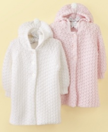 Classic style is for all ages. This precious hooded sweater from First Impressions will keep her warm and looking modern no matter what the season. Classic style is for all ages. This precious hooded sweater from First Impressions will keep her warm and looking modern no matter what the season.