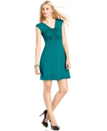 Elegant draping adds a glamorous appeal to this petite jersey dress from Spense -- a perfect choice for dinner and drinks! Elegant draping adds a glamorous appeal to this petite jersey dress from Spense -- a perfect choice for dinner and drinks!